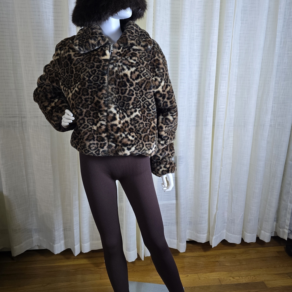 Chic Leopard Print Teddy Jacket